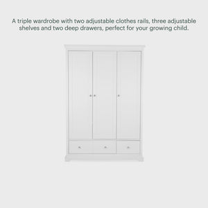 Cuddle Co Beaumont White Triple Wardrobe
