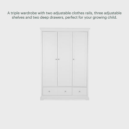 Cuddle Co Beaumont White Triple Wardrobe