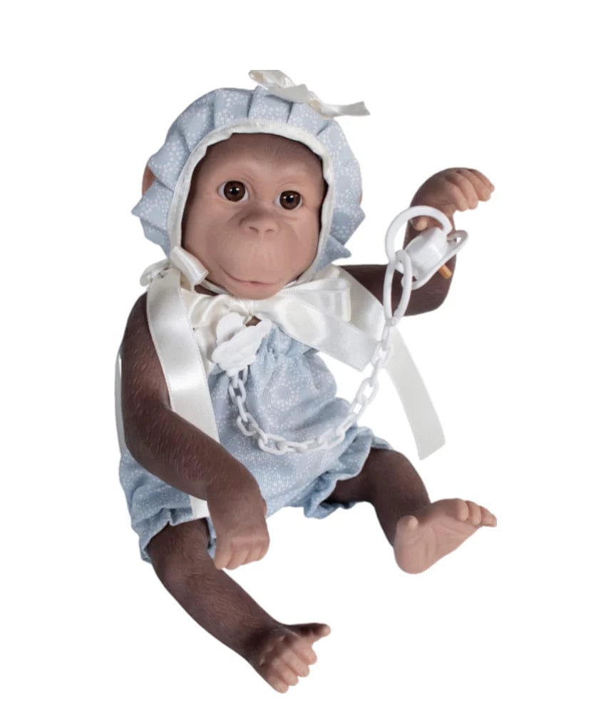 Reborn Boy Monkey with Blue Romper and Dummy  De Cuvas   