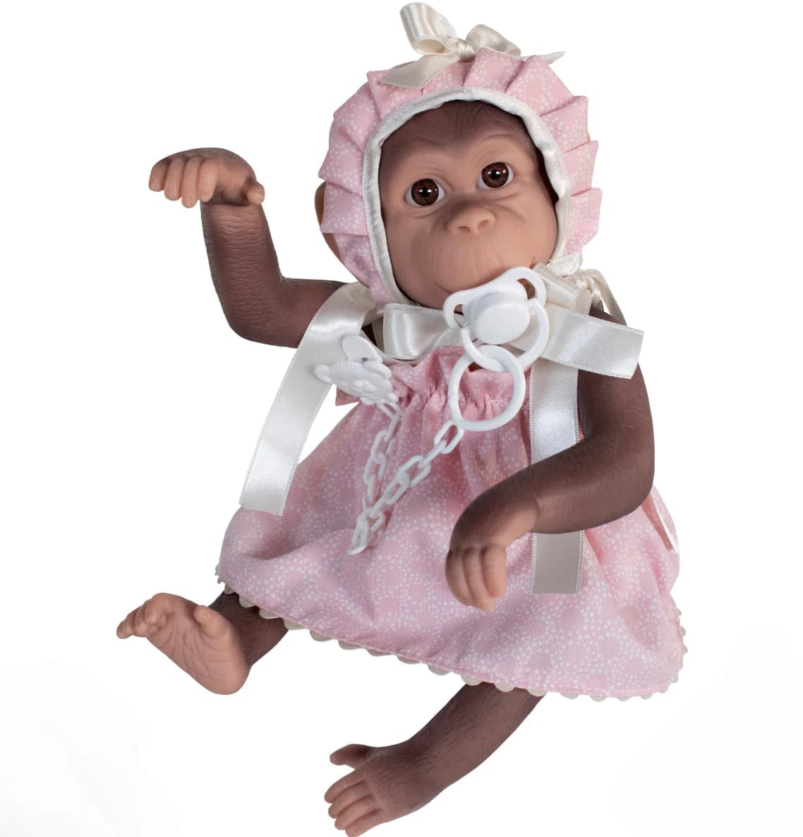 Reborn Girl Monkey with Pink Dress and Dummy  De Cuvas   