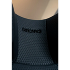 Close-up of the Gallant Grey headrest’s honeycomb-patterned fabric and black Recaro logo