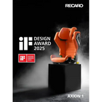 Vibrant Orange AXION 1 on a black pedestal beside the iF Design Award 2025 logo.