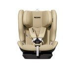 Recaro VELIX 1 in Elegant Beige, front view showing padded shoulder straps, central buckle and adjustment strap.