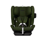 Recaro VELIX 1 in Epic Green, front view with padded harness and a black attachment on the side wing.