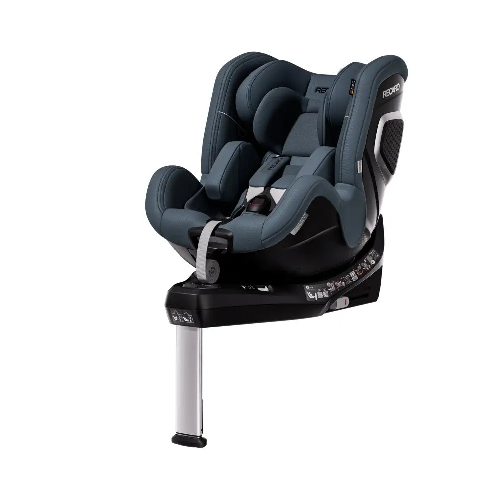 Gallant Grey TORON 1, angled front view with padded insert, harness, silver-trimmed shell and support leg.