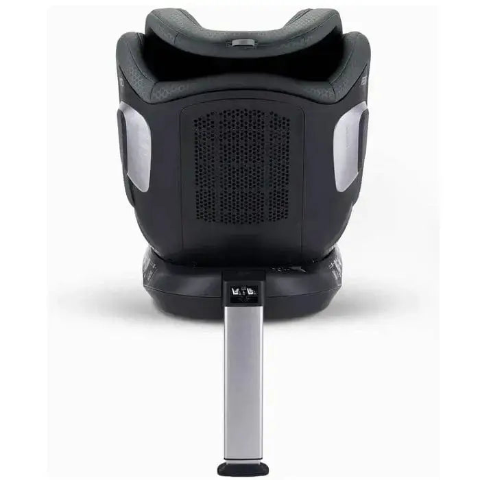 Recaro Gallant Grey XENON 1, rear view showing the black shell, ventilation panel and extended silver support leg.
