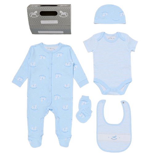 Rocking Horse Blue Layette Set General rock a bye baby   