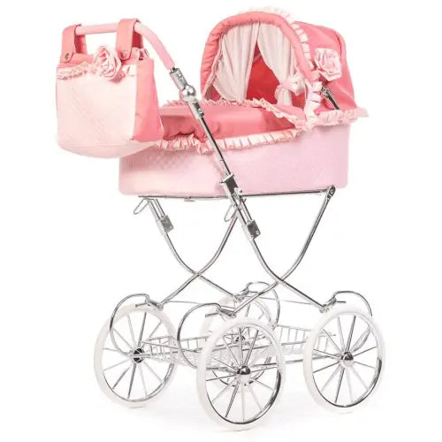 Roma Annie Classic Dolls Pram – Luxury Pink Dolls Pram for Ages 3 to 14 Roma Prams