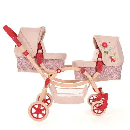 Roma RHS Twin Dolls Pram – Flora | Eco-Friendly 2-in-1 Twin Doll Pram Roma