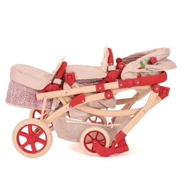 Roma RHS Twin Dolls Pram – Flora | Eco-Friendly 2-in-1 Twin Doll Pram Roma