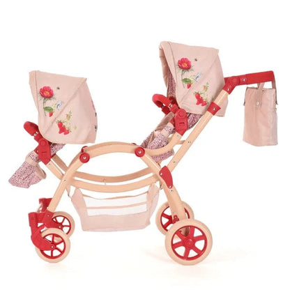 Roma RHS Twin Dolls Pram – Flora | Eco-Friendly 2-in-1 Twin Doll Pram Roma