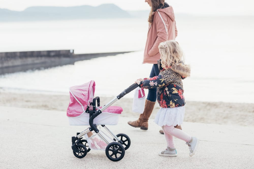 Roma Stephanie Pink Glitter Dolls Pram 3-9 Years - Free Dolls Highchair and Parasol Black Friday!  Roma   