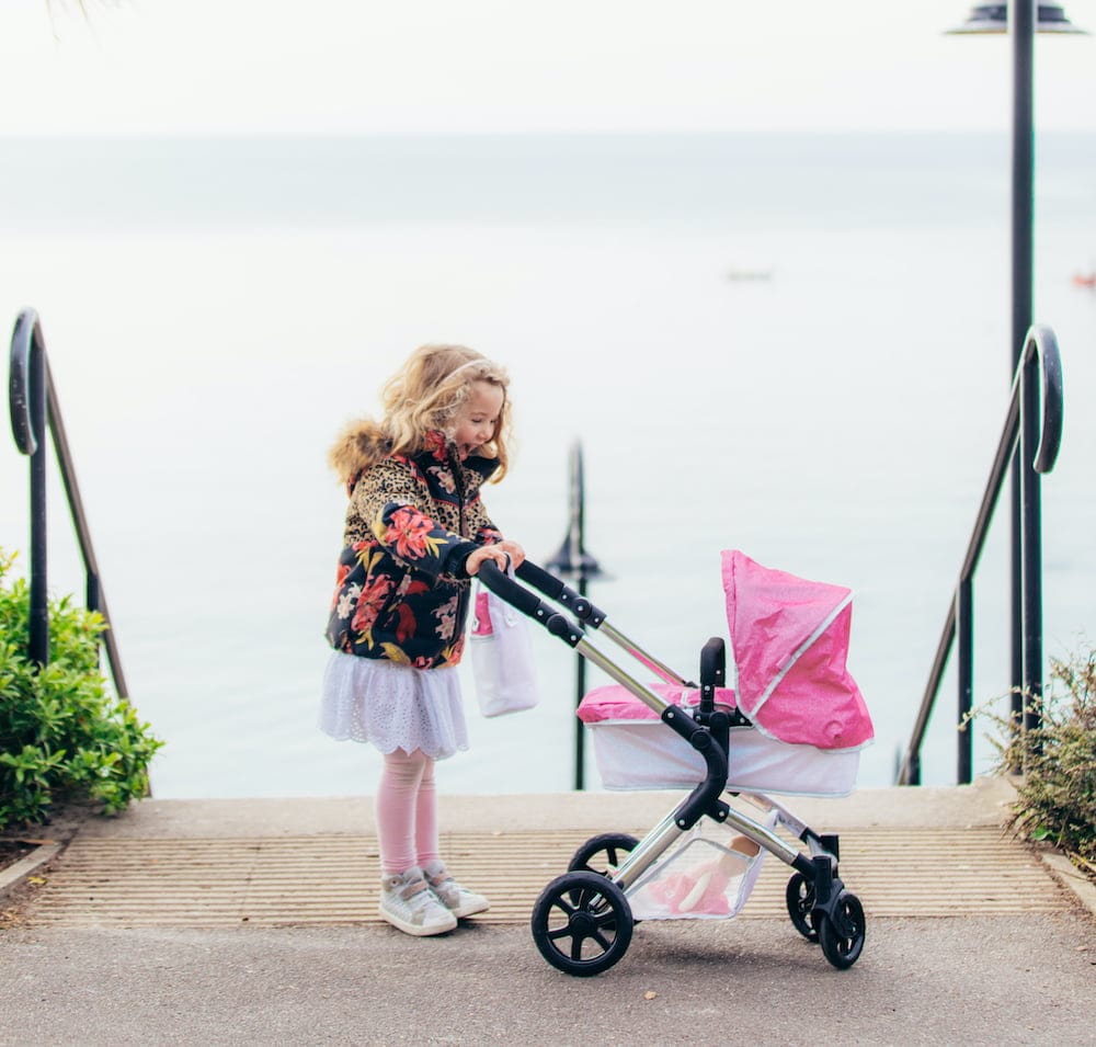 Roma Stephanie Pink Glitter Dolls Pram 3-9 Years - Free Dolls Highchair and Parasol Black Friday!  Roma   