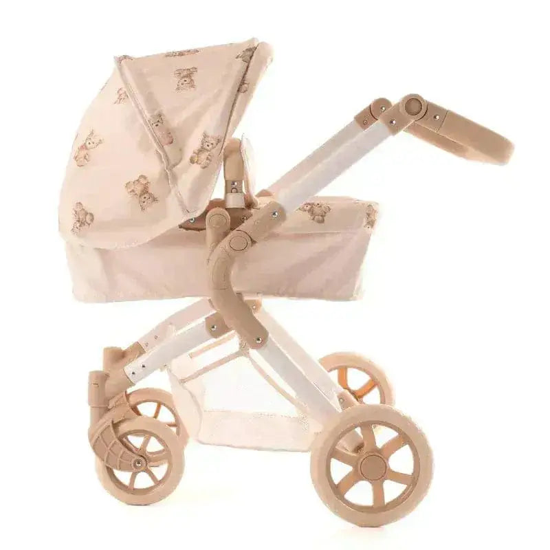 Roma Teddy Single Dolls Pram – Classic Teddy Print Pram for Ages 3+ Roma Prams