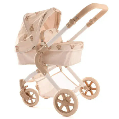 Roma Teddy Single Dolls Pram – Classic Teddy Print Pram for Ages 3+ Roma Prams