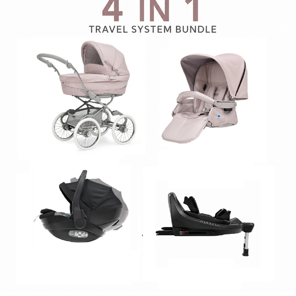 Bébécar Stylo Class Roselle 4 in 1 Travel System with Aurea Car Seat & 360 Isofix