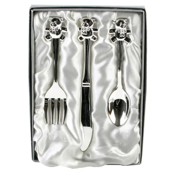 Silver Plated Baby Cutlery Set with Teddy Tops General Bambino's