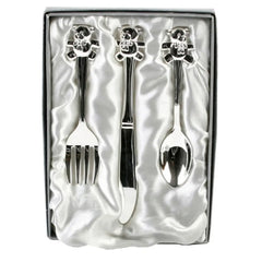Silver Plated Baby Cutlery Set with Teddy Tops