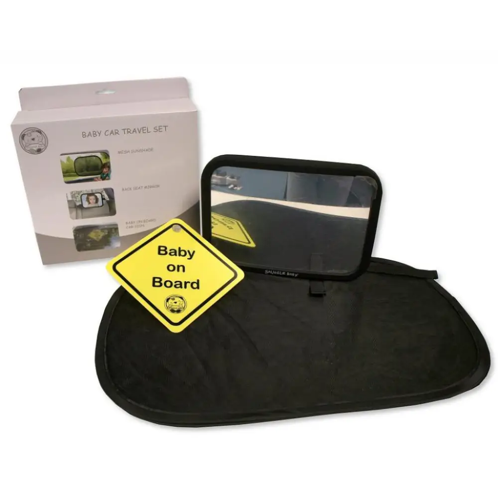 Snuggle Baby Car Travel Set with Sunshade Mirror & Baby On Board Sign