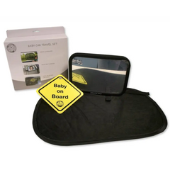 Snuggle Baby Car Travel Set with Sunshade Mirror & Baby On Board Sign