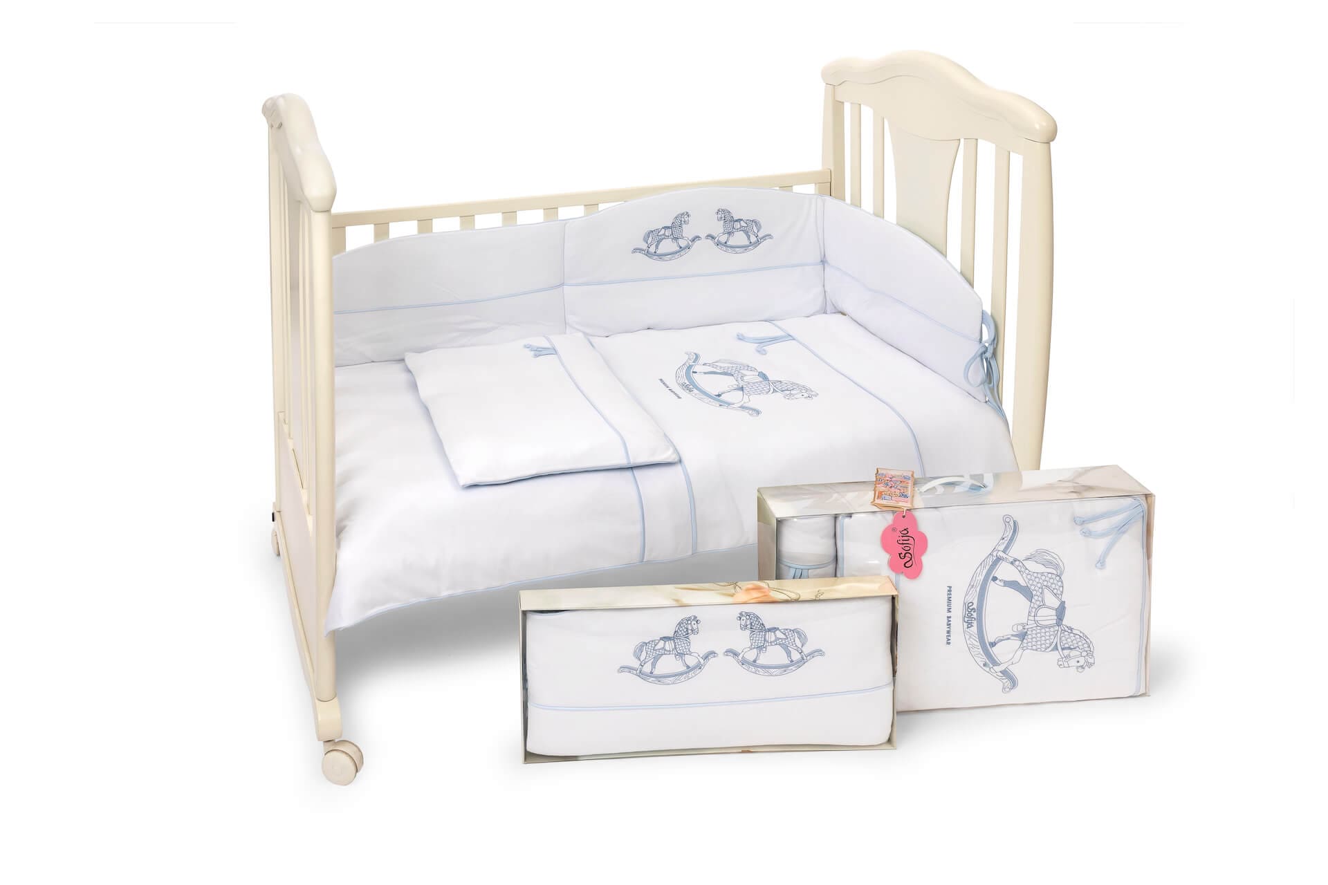 Sofjia Baby Premium Rocking Horse Bedding Set - Blue  Baby Boutique UK   