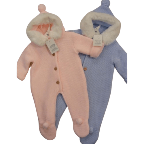 Spanish Knitted Pram Suit in Blue Or Pink General Ninas Y Ninos   