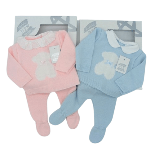 Spanish Knitted Set in Pink Or Blue with Teddy General Ninas Y Ninos   