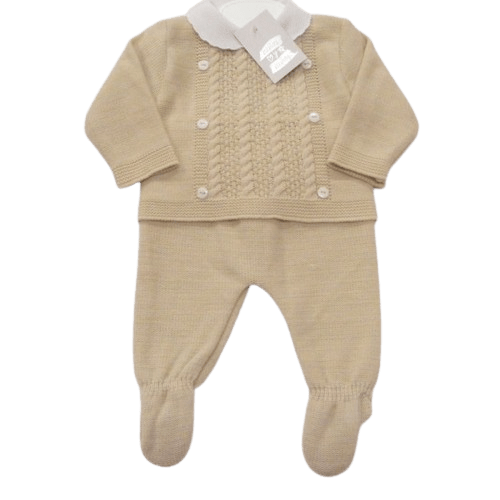 Taupe 2 Piece Unisex Baby Jumper and Trouser Set  My Store 0-3 Months  