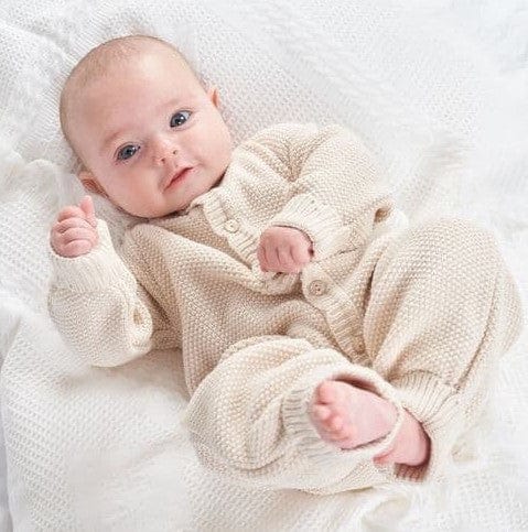 Taupe Scallop Edge Knitted Romper General Dandelion Baby Wear   