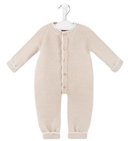 Taupe Scallop Edge Knitted Romper General Dandelion Baby Wear   