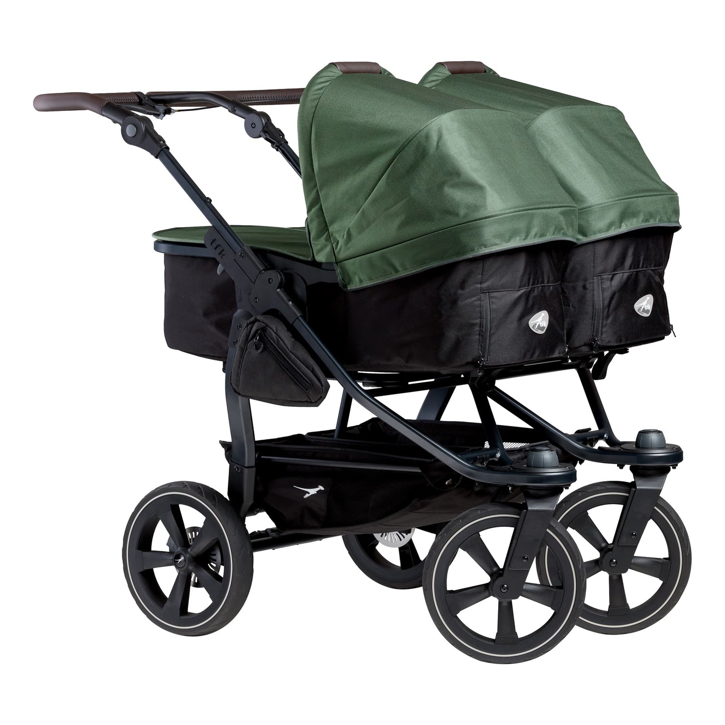 TFK Duo Twin Double Stroller Combi Seat Units - Olive  TFK Air Chamber Puncture Proof Tyres  