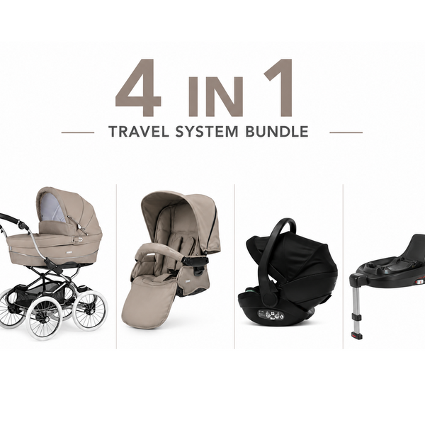 Bébécar Stylo Class Truffle 4-in-1 Travel System with NEW Aurea Car Seat & 360° ISOFIX Base