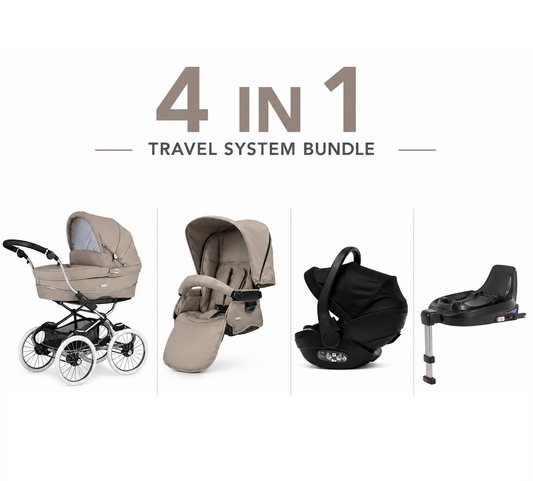 Bébécar Stylo Class Truffle 4-in-1 Travel System with NEW Aurea Car Seat & 360° ISOFIX Base