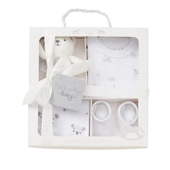 Unisex Baby 4 piece Teddy Box Gift Set