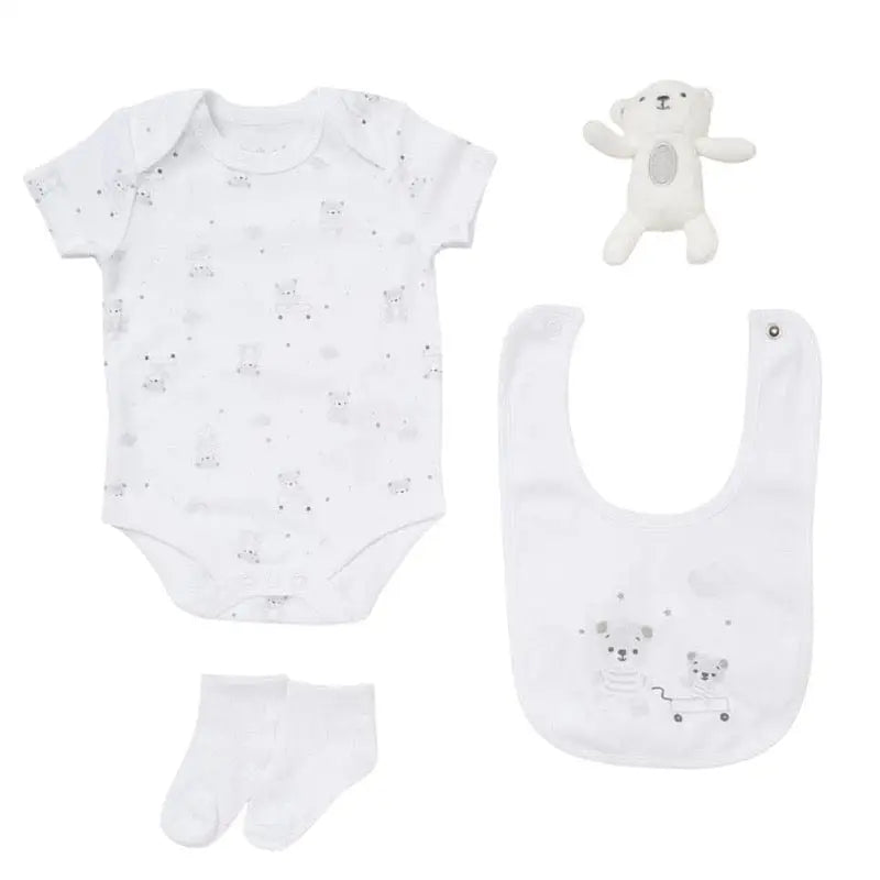 Unisex Baby 4 piece Teddy Box Gift Set rock a bye baby