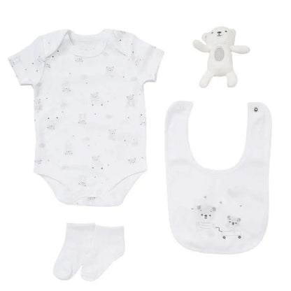 Unisex Baby 4 piece Teddy Box Gift Set rock a bye baby