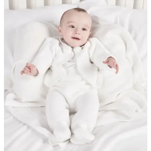 Unisex Baby Dandelion Clothing knitted pom set in white General Dandelion Baby Wear   