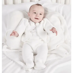 Unisex Baby Dandelion Clothing knitted pom set in white