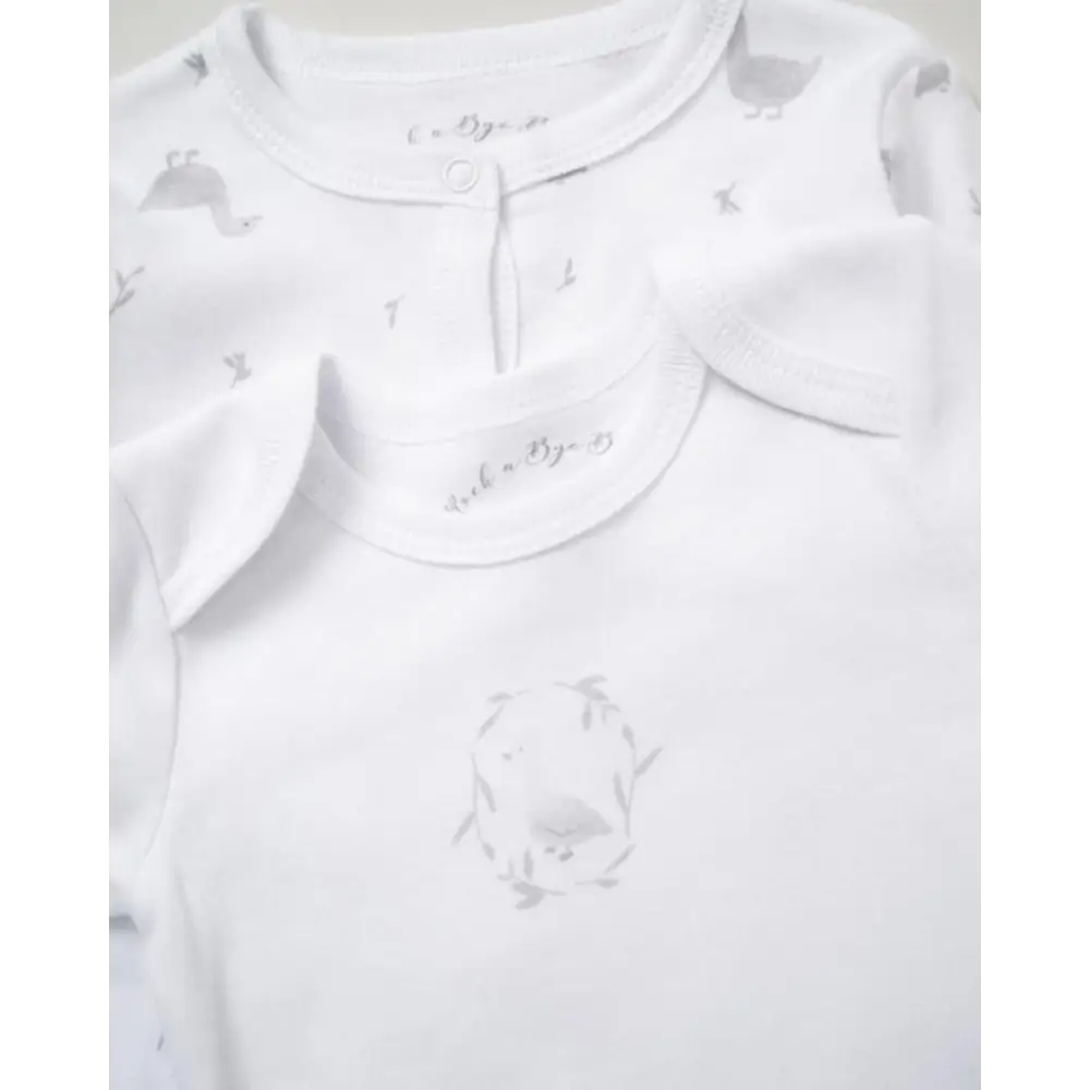 Unisex Baby Duck 5 Piece Layette Set – White & Grey