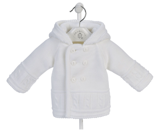 Unisex Baby Knitted Jacket - White  Dandelion Baby Wear Newborn  