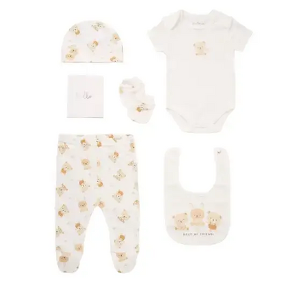 Unisex Baby Layette Set with Bears Design and Memory Book rock a bye baby