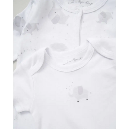 Unisex Baby “Little One Elephant” 5 Piece Layette Set – White & Grey