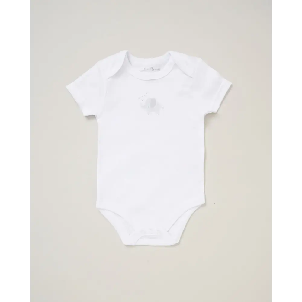 Unisex Baby “Little One Elephant” 5 Piece Layette Set – White & Grey