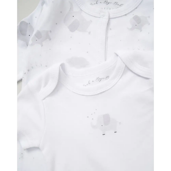Unisex Baby White & Grey Elephants 5 Piece Set