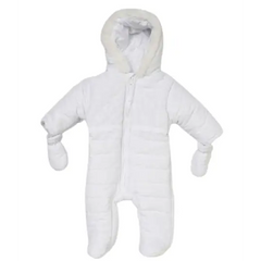 Unisex Baby White Padded Snowsuit