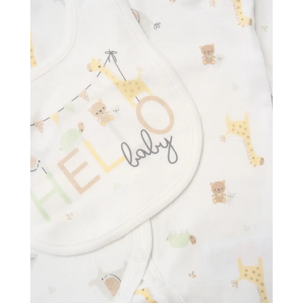 Unisex ’Hello Baby Safari’ 5 Piece Layette Set