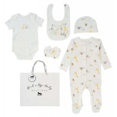 Unisex ’Hello Baby Safari’ 5 Piece Layette Set