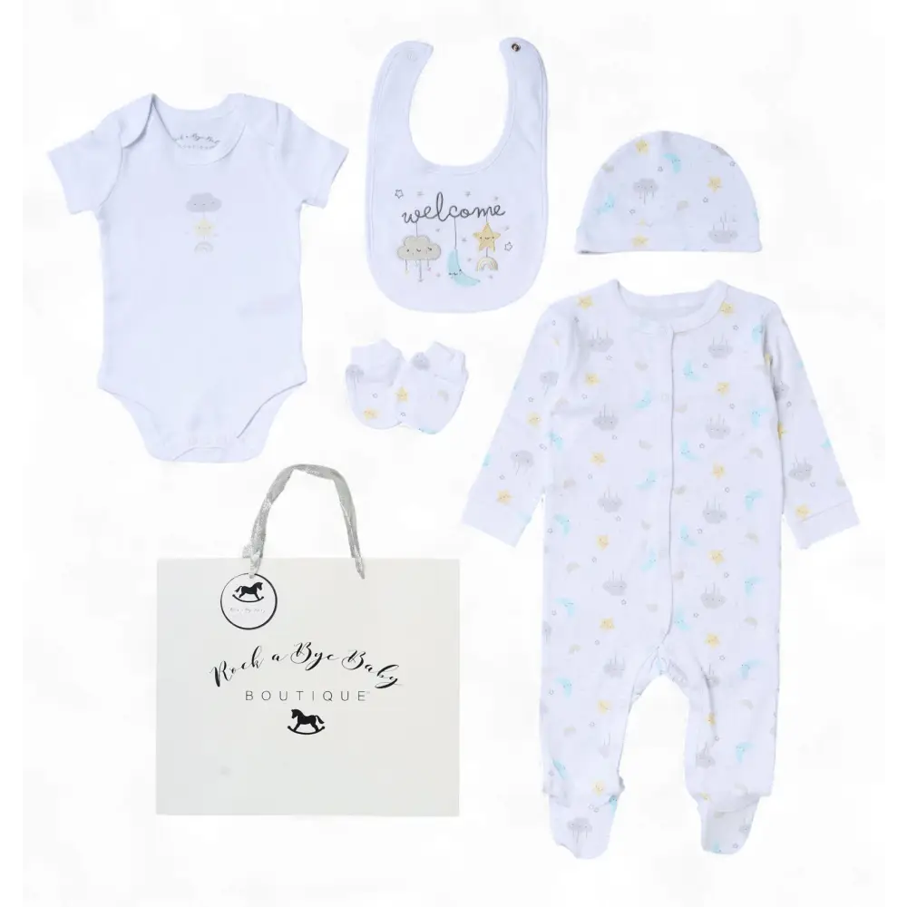 Unisex ’Welcome’ 5 Piece Layette Set