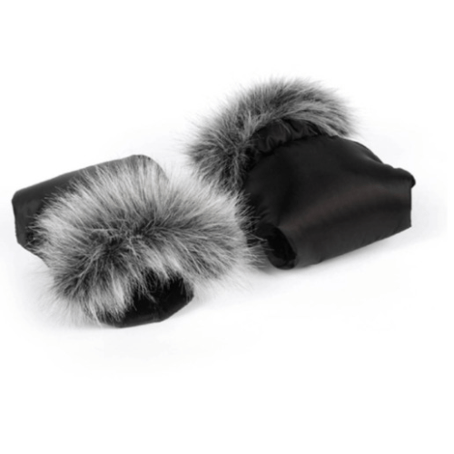 Universal Pram and Pushchair Hand Muffs - Black with Faux Fur  Baby Boutique UK   