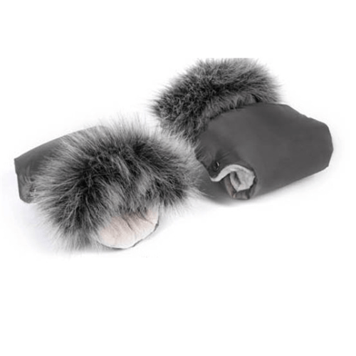 Universal Pram and Pushchair Hand Muffs - Dark Grey with Faux Fur  Baby Boutique UK   